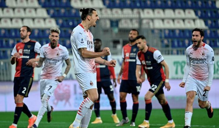 Cagliari-Milan 0-2:  i rossoneri riconquistano la vetta grazie a Ibra